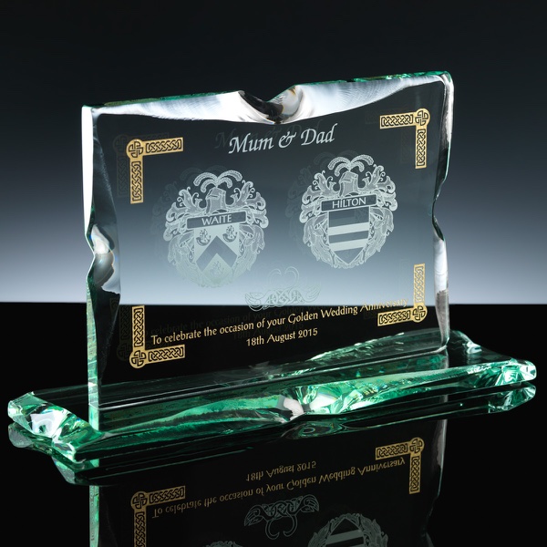 Wedding Anniversary With Colour Bespoke Gift Jade Glass, Single, Blue Boxed