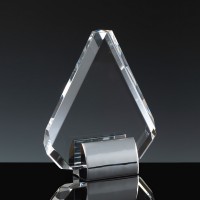Fusion Crystal Award 6 inch Diamond Base, Single, Velvet Casket