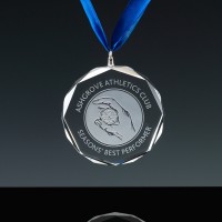 Optical Crystal Sports Trophies 3 inch Medal, Single, Velvet Casket