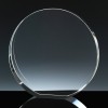 Optical Crystal Award 7 inch Wedge Circle, Single, Velvet Casket